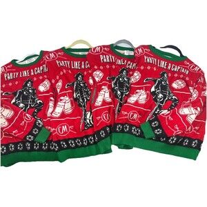Captain Morgan 4 Person Christmas Sweater‎ Novelty Pullover Knit Adult One Size